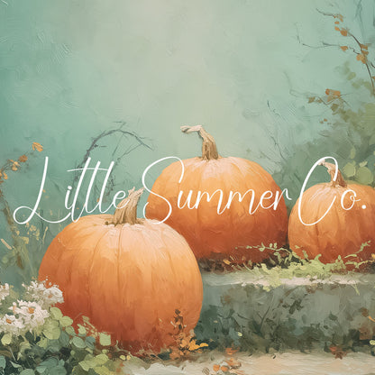 Pumpkins on Garden Steps Frame TV Art displayed on a TV