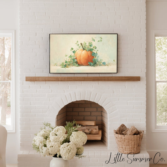 Pumpkin with Ivy Vines Frame TV Art displayed on a TV