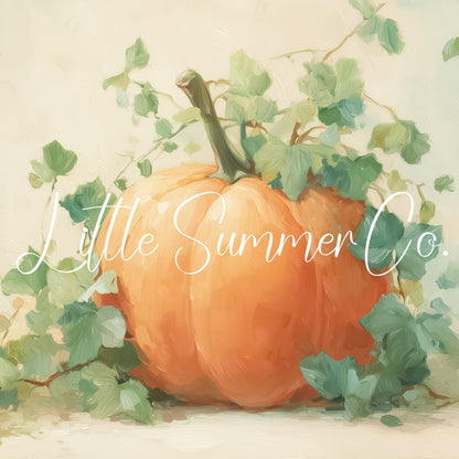 Pumpkin with Ivy Vines Frame TV Art displayed on a TV