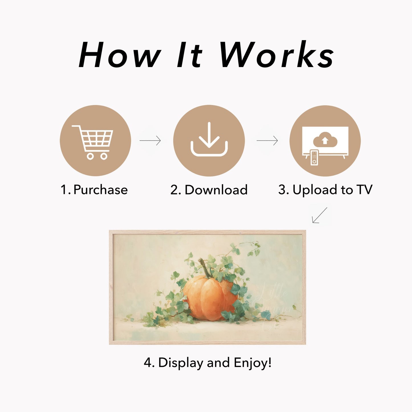 Pumpkin with Ivy Vines Frame TV Art displayed on a TV