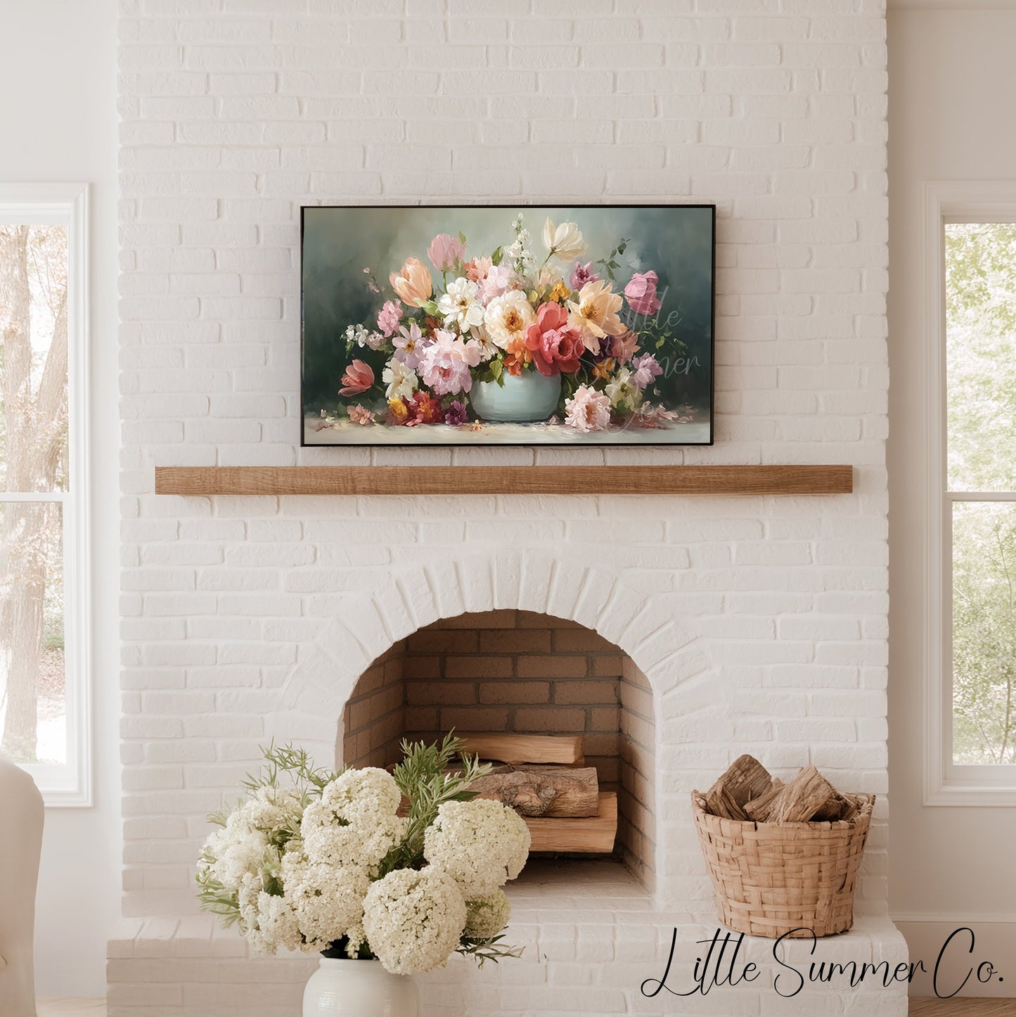 Flower Bouquet in Vase Frame TV Art displayed on a TV