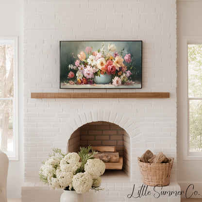 Flower Bouquet in Vase Frame TV Art displayed on a TV