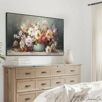 Flower Bouquet in Vase Frame TV Art displayed on a TV