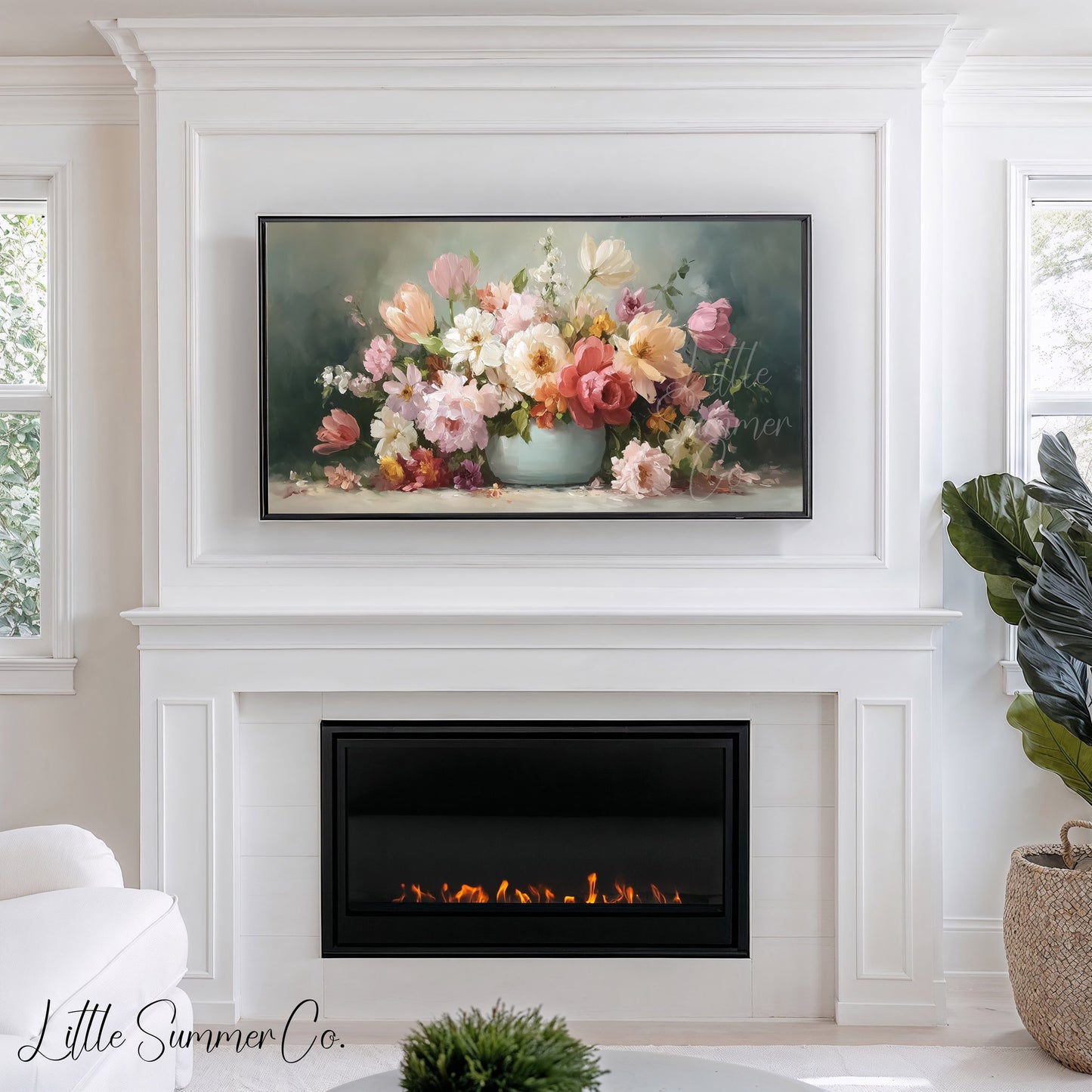 Flower Bouquet in Vase Frame TV Art displayed on a TV