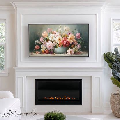 Flower Bouquet in Vase Frame TV Art displayed on a TV