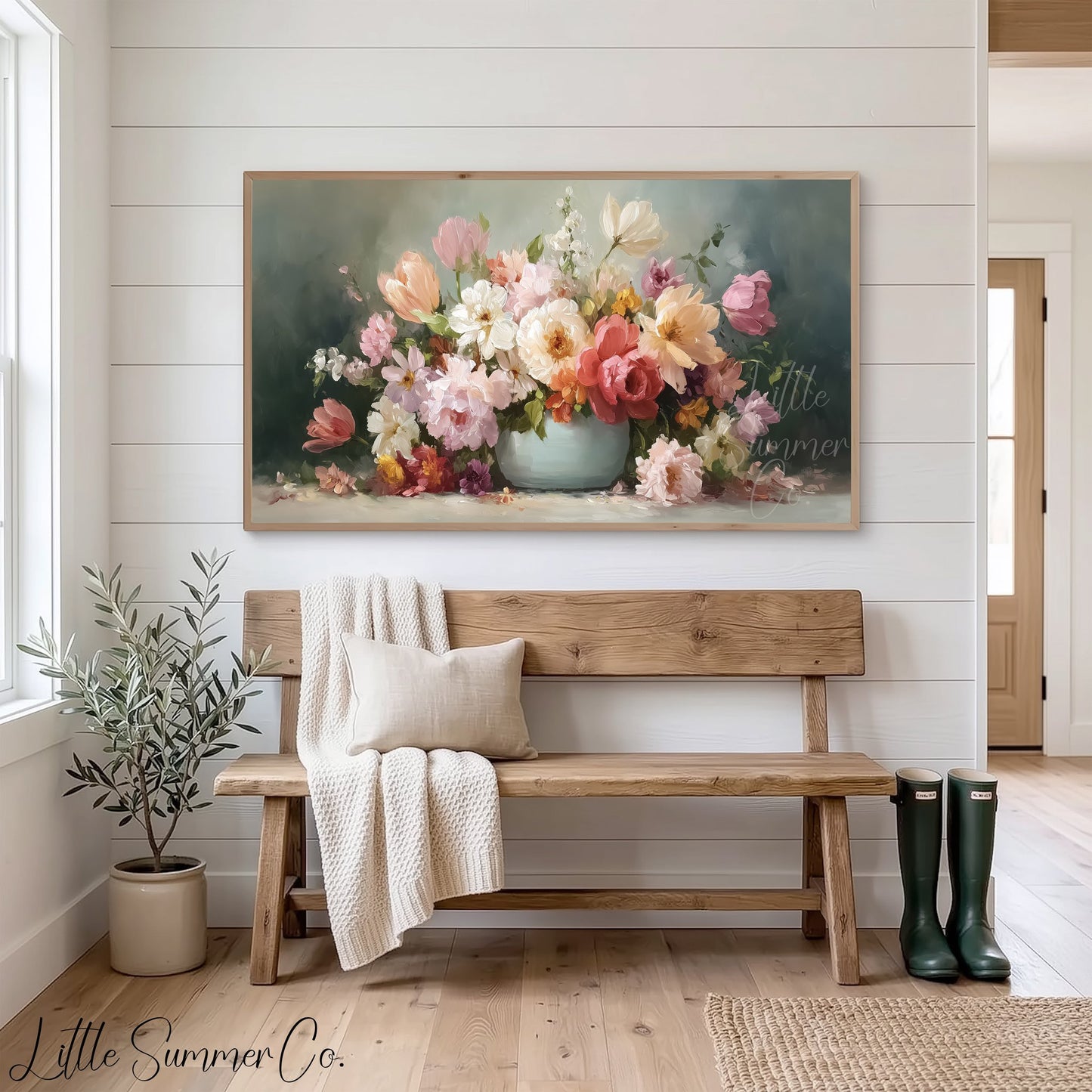 Flower Bouquet in Vase Frame TV Art displayed on a TV