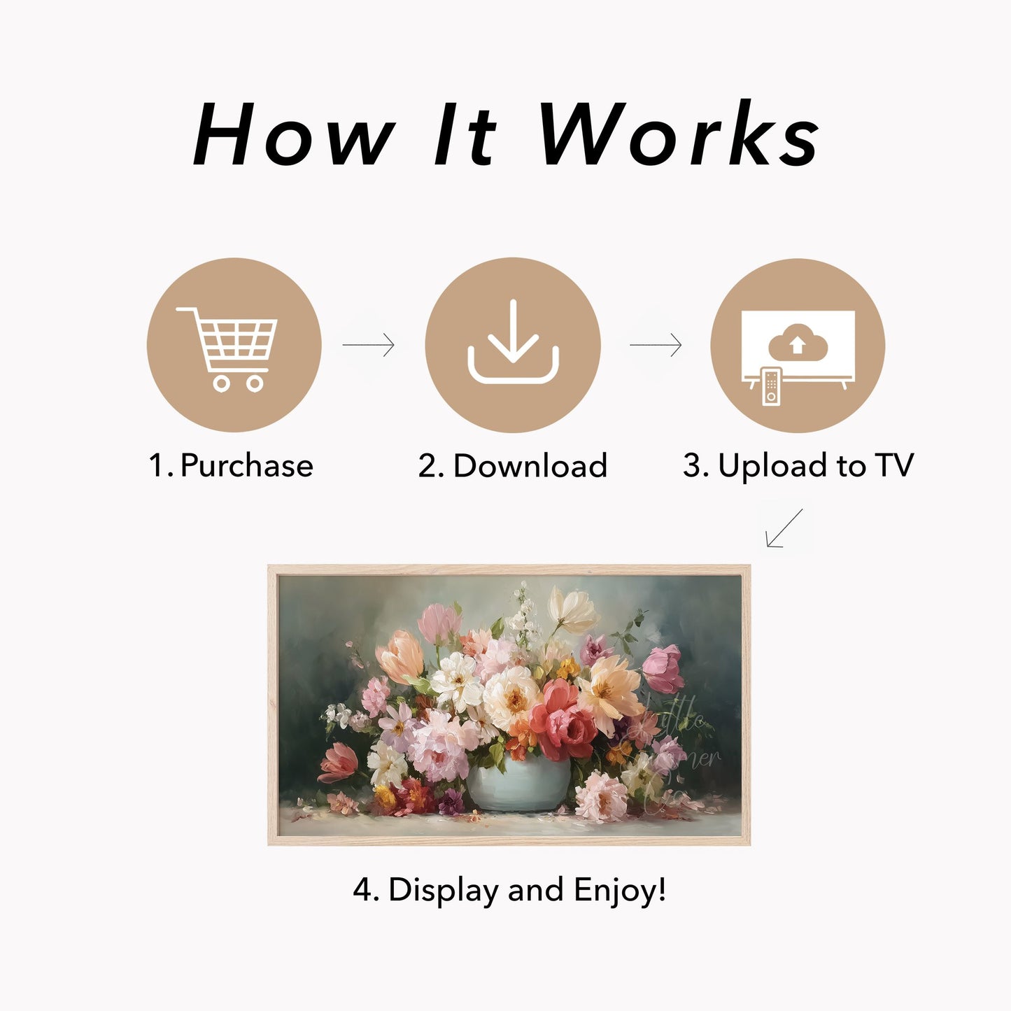 Flower Bouquet in Vase Frame TV Art displayed on a TV