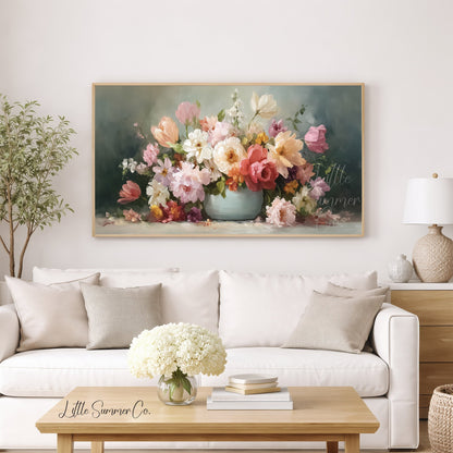 Flower Bouquet in Vase Frame TV Art displayed on a TV