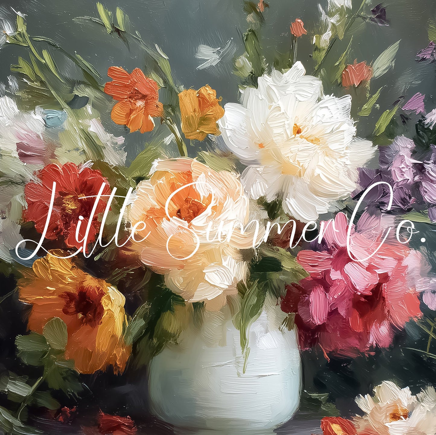 Wildflower Bouquet White Vase Frame TV Art displayed on a TV