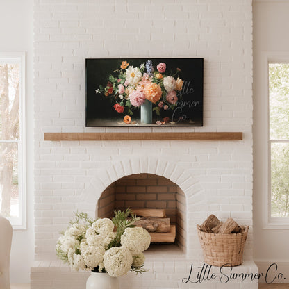 Mixed Flower Bouquet Blue Vase Frame TV Art displayed on a TV