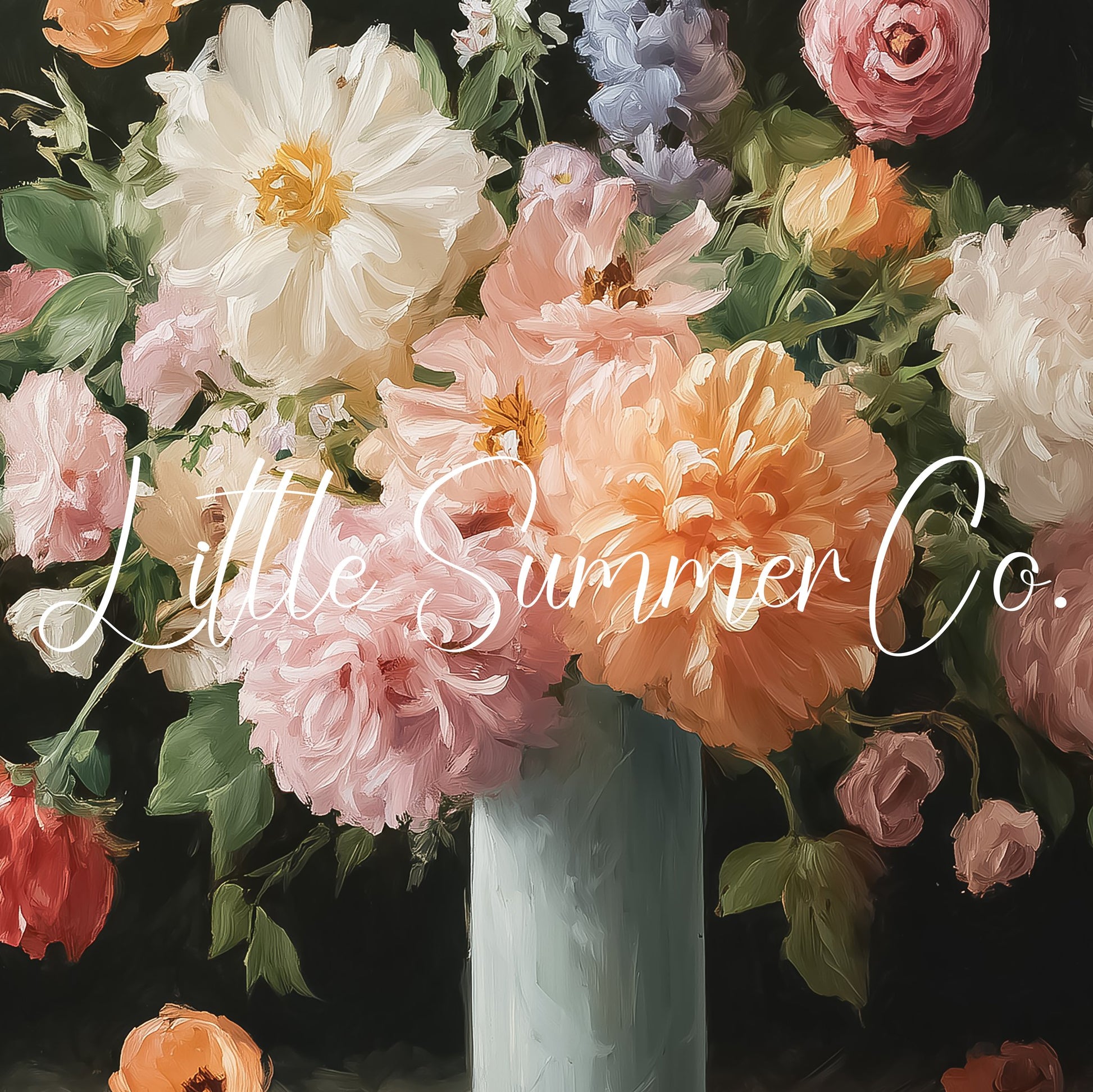 Mixed Flower Bouquet Blue Vase Frame TV Art displayed on a TV