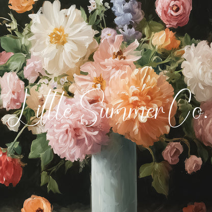 Mixed Flower Bouquet Blue Vase Frame TV Art displayed on a TV