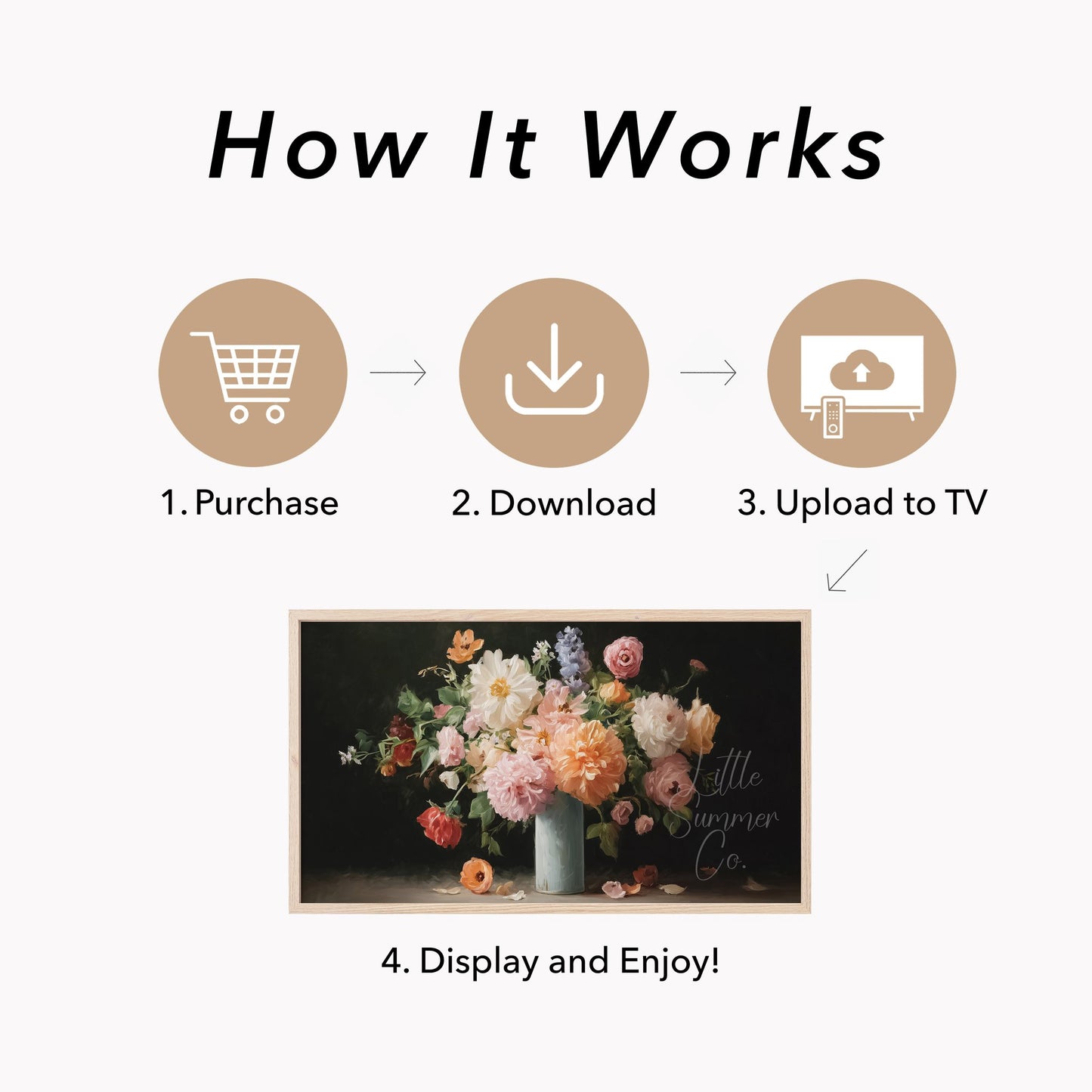 Mixed Flower Bouquet Blue Vase Frame TV Art displayed on a TV