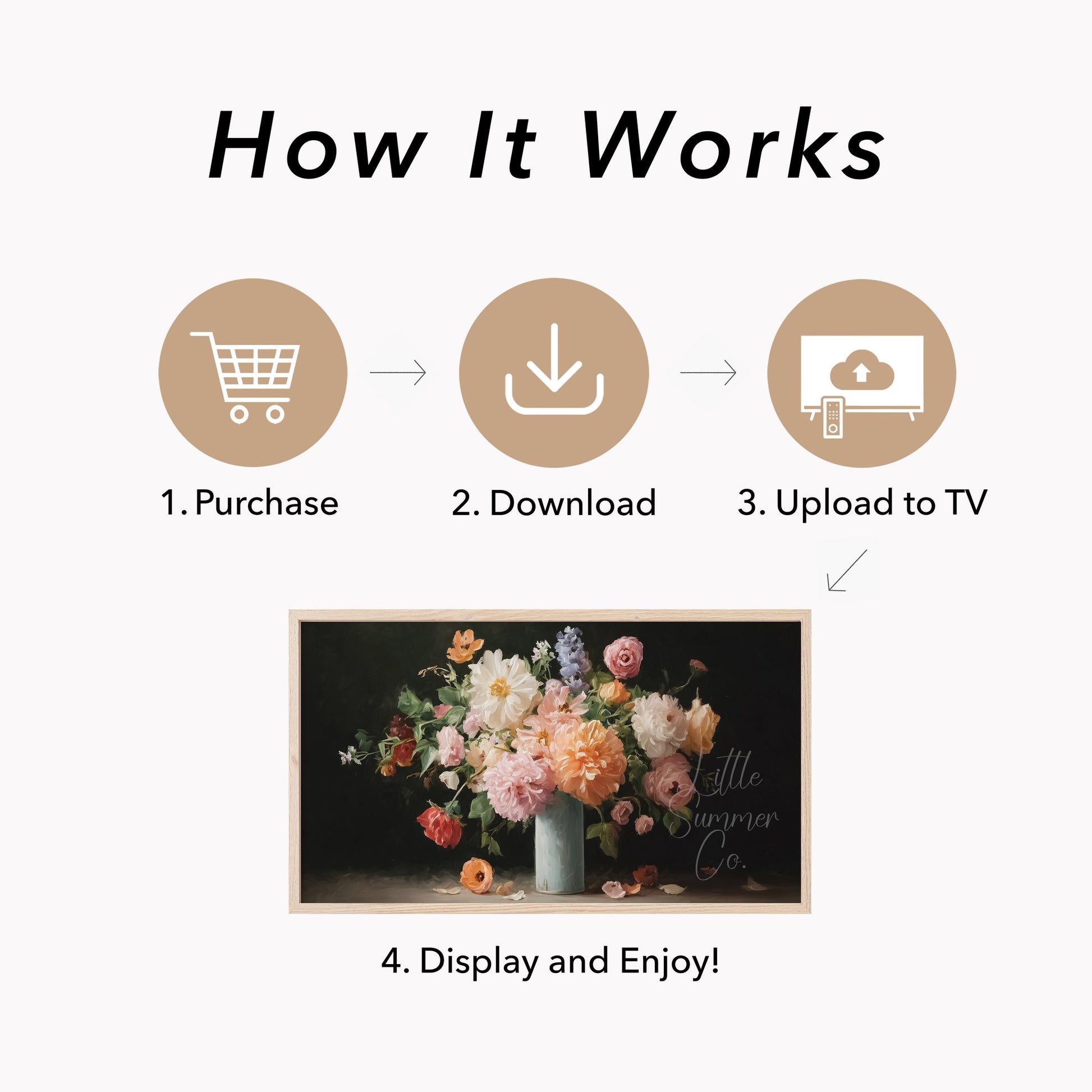 Mixed Flower Bouquet Blue Vase Frame TV Art displayed on a TV