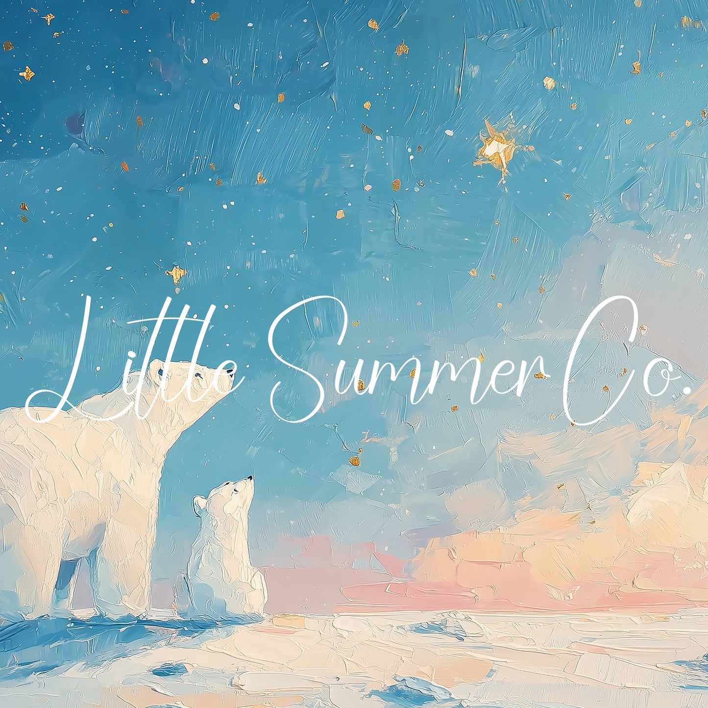Polar Bears Starry Sunset Sky Frame TV Art displayed on a TV