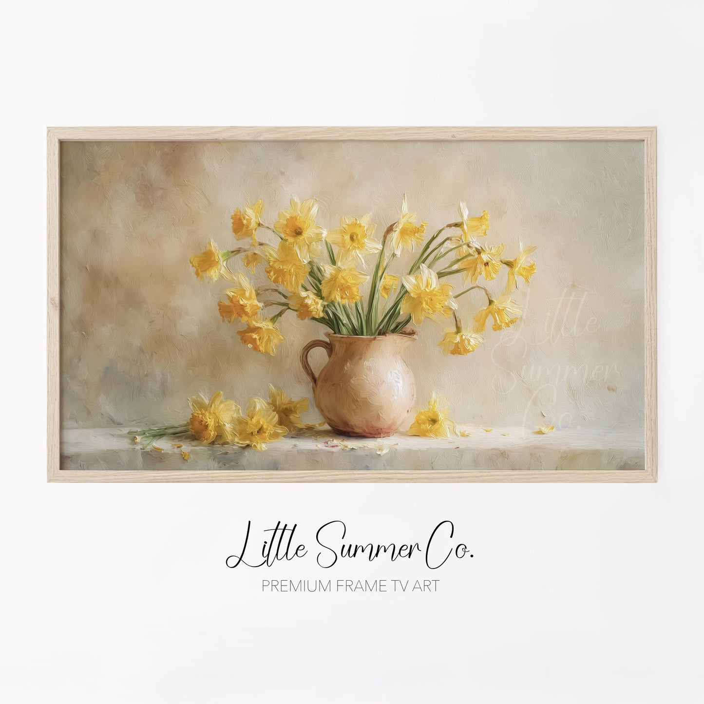 Daffodils in Terracotta Pitcher Frame TV Art displayed on a TV