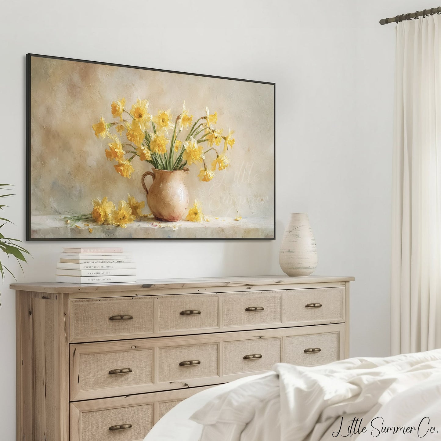 Daffodils in Terracotta Pitcher Frame TV Art displayed on a TV
