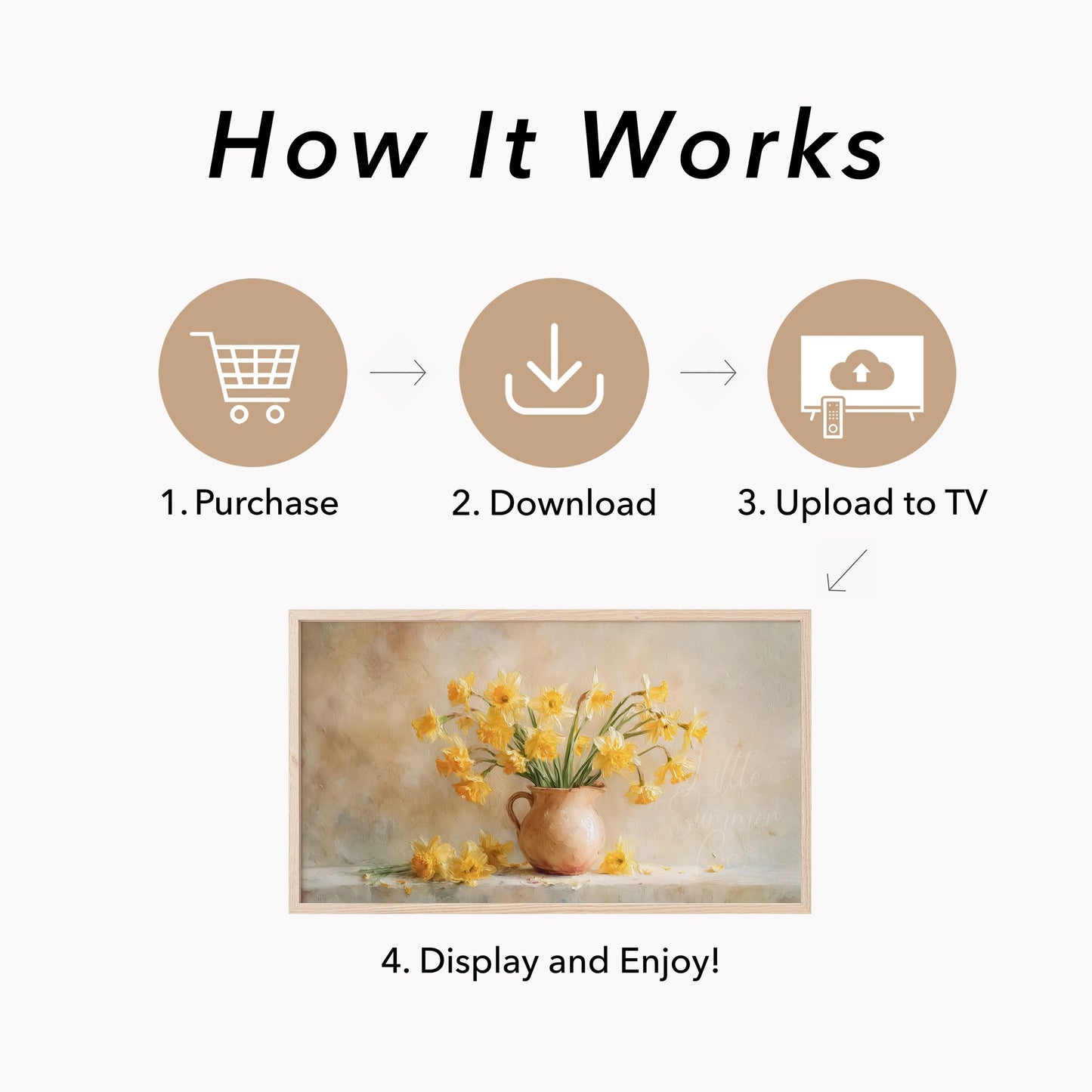 Daffodils in Terracotta Pitcher Frame TV Art displayed on a TV
