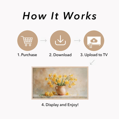 Daffodils in Terracotta Pitcher Frame TV Art displayed on a TV