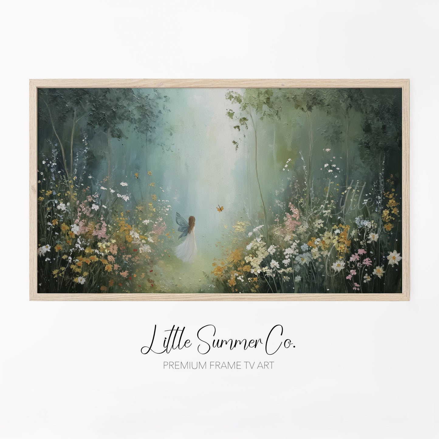 Fairy in Wildflower Meadow Frame TV Art displayed on a TV