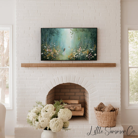 Fairy in Wildflower Meadow Frame TV Art displayed on a TV