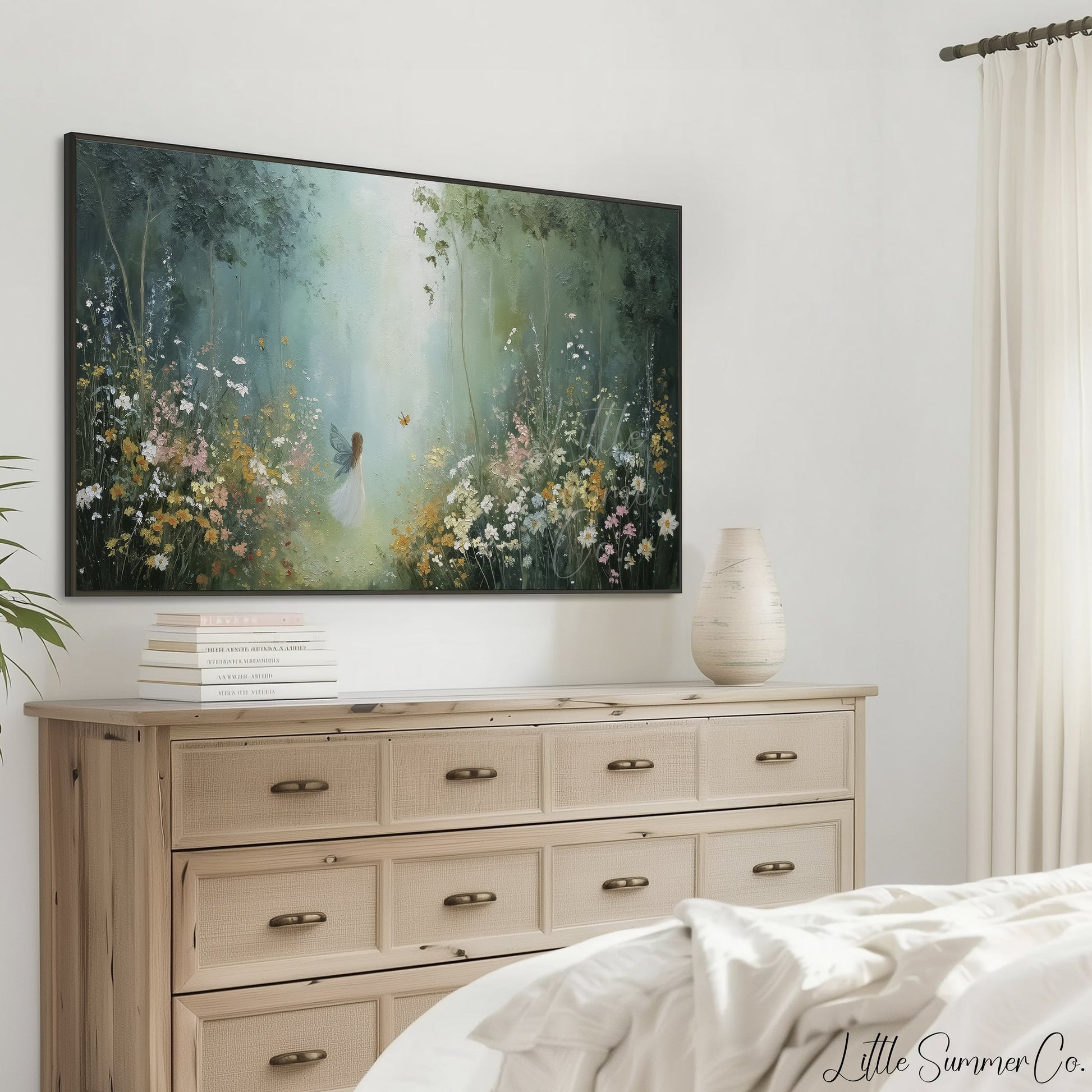 Fairy in Wildflower Meadow Frame TV Art displayed on a TV
