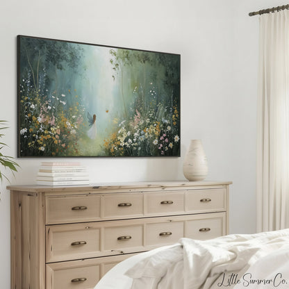 Fairy in Wildflower Meadow Frame TV Art displayed on a TV