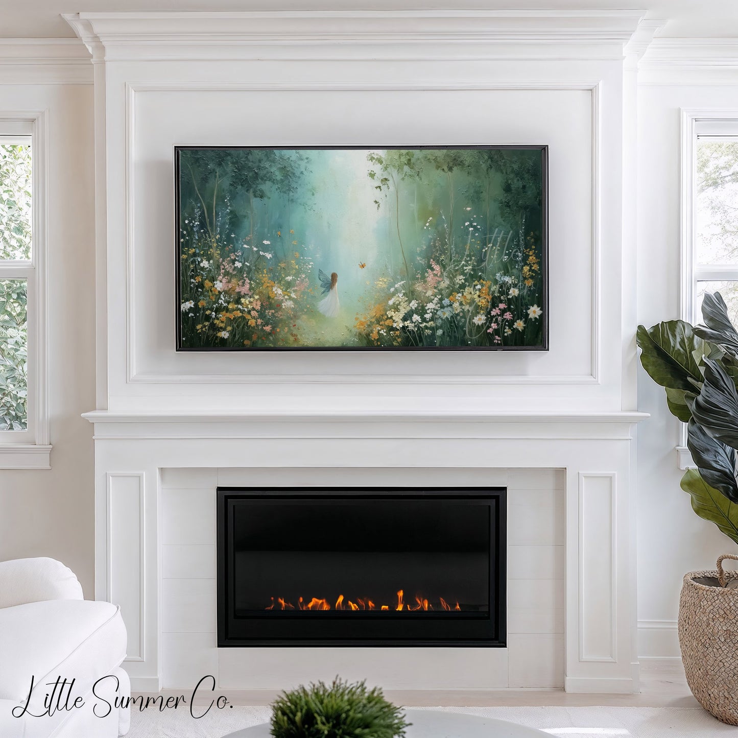 Fairy in Wildflower Meadow Frame TV Art displayed on a TV