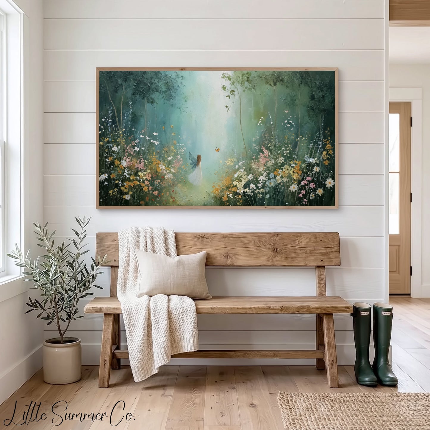 Fairy in Wildflower Meadow Frame TV Art displayed on a TV