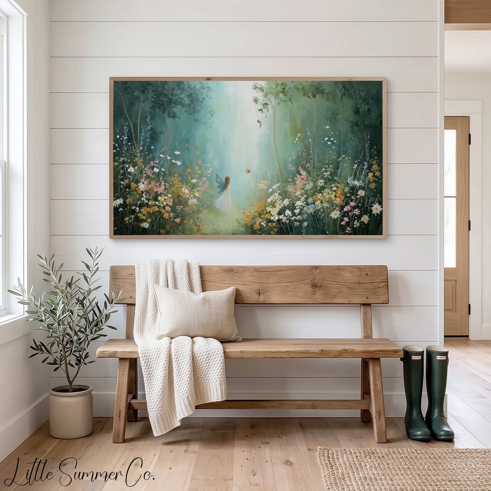 Fairy in Wildflower Meadow Frame TV Art displayed on a TV