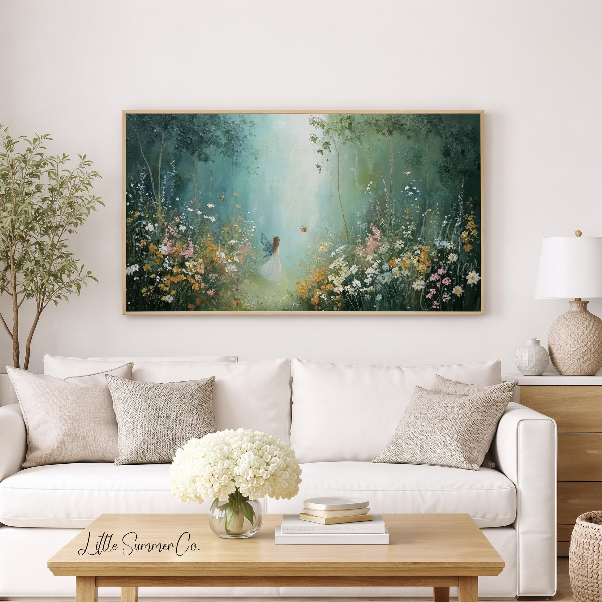 Fairy in Wildflower Meadow Frame TV Art displayed on a TV
