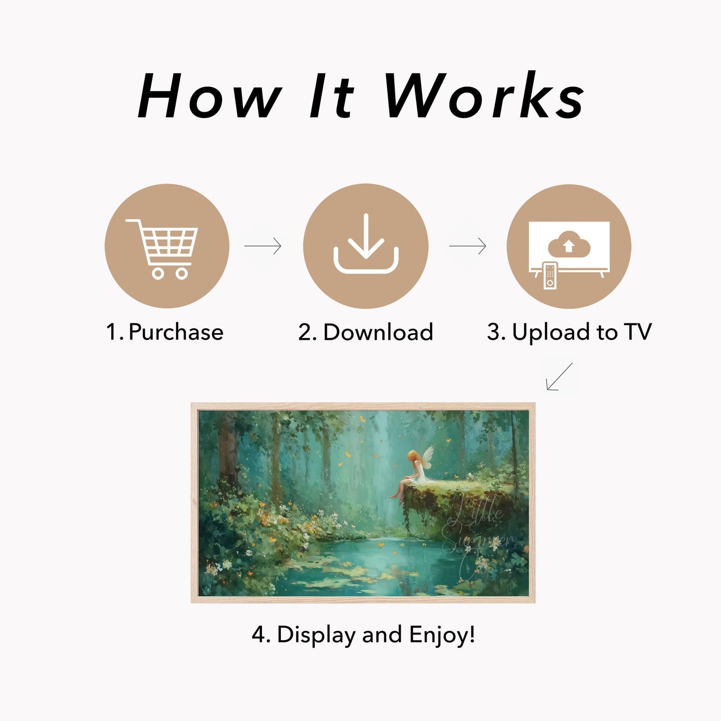 Fairy by the Forest Pond Frame TV Art displayed on a TV