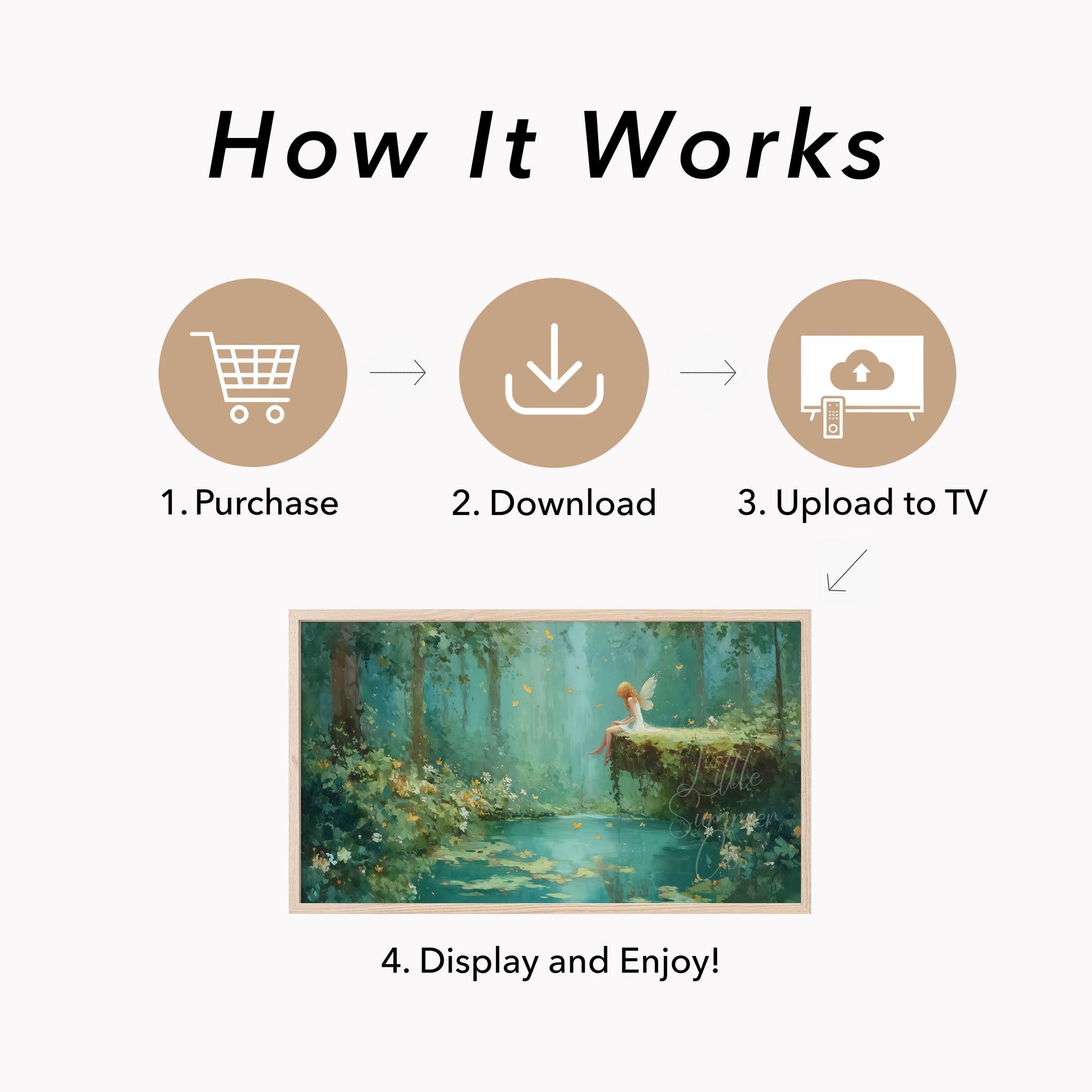 Fairy by the Forest Pond Frame TV Art displayed on a TV