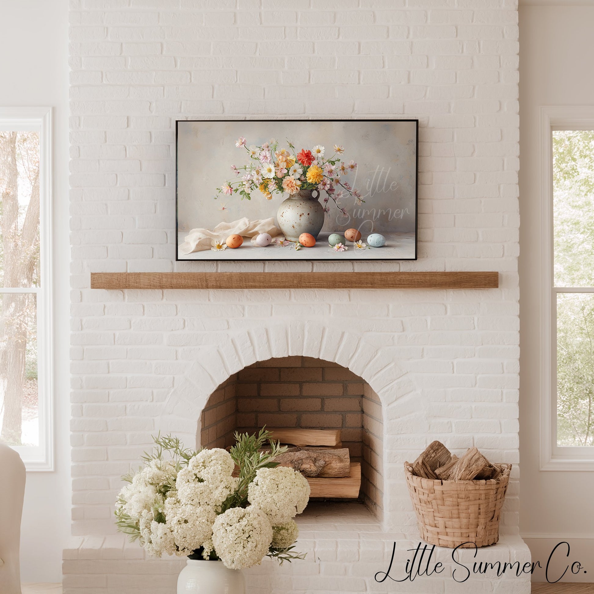 Speckled Vase And Easter Eggs Frame TV Art displayed on a TV