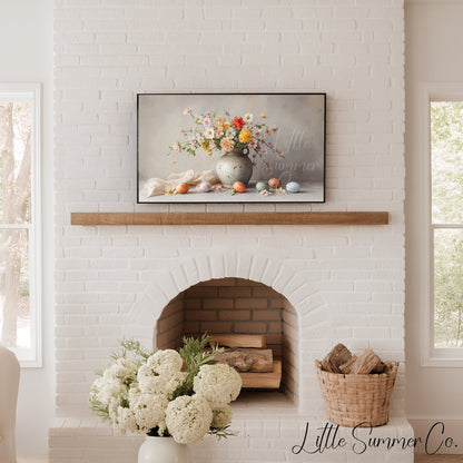 Speckled Vase And Easter Eggs Frame TV Art displayed on a TV