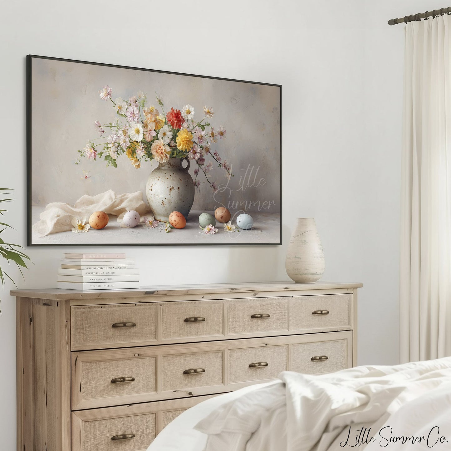 Speckled Vase And Easter Eggs Frame TV Art displayed on a TV