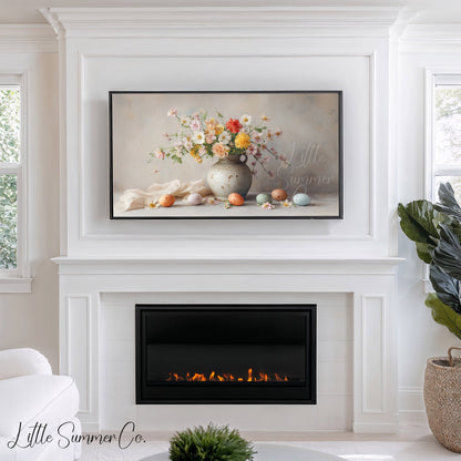 Speckled Vase And Easter Eggs Frame TV Art displayed on a TV