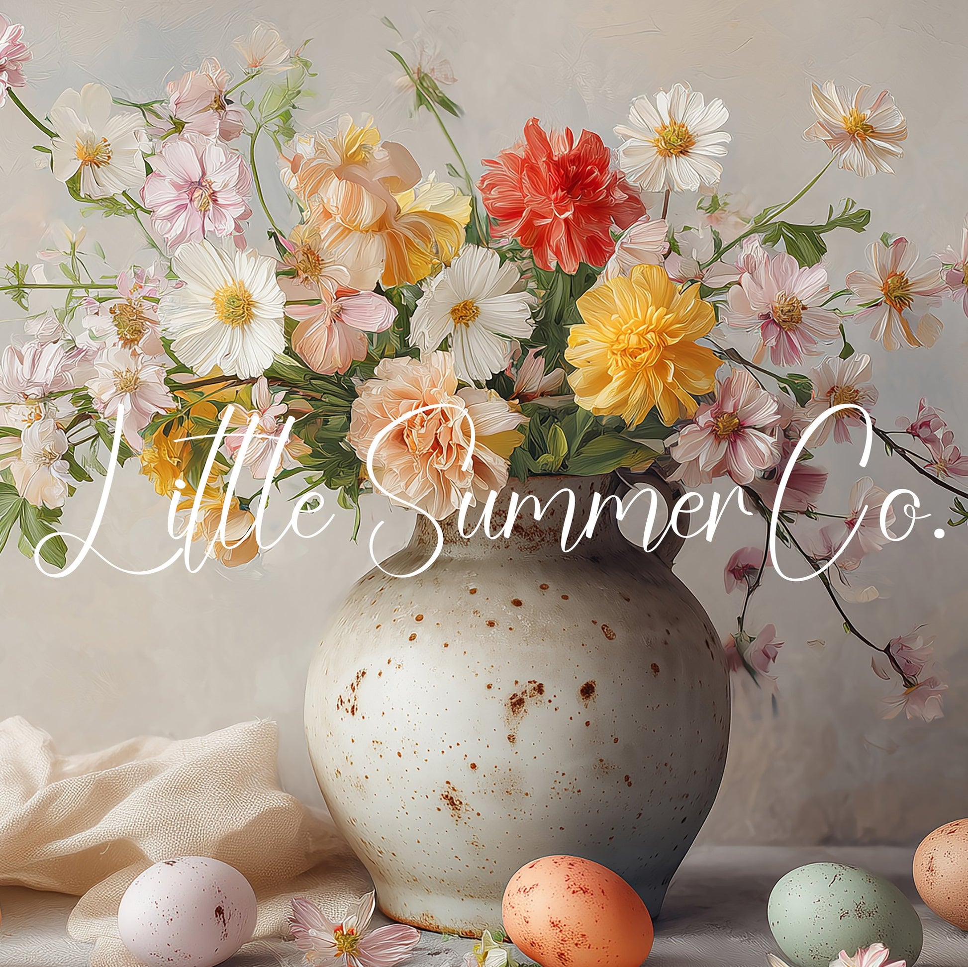 Speckled Vase And Easter Eggs Frame TV Art displayed on a TV