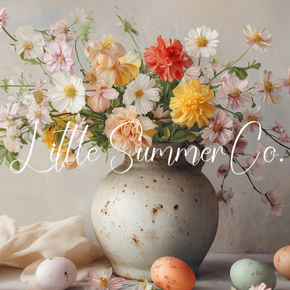 Speckled Vase And Easter Eggs Frame TV Art displayed on a TV
