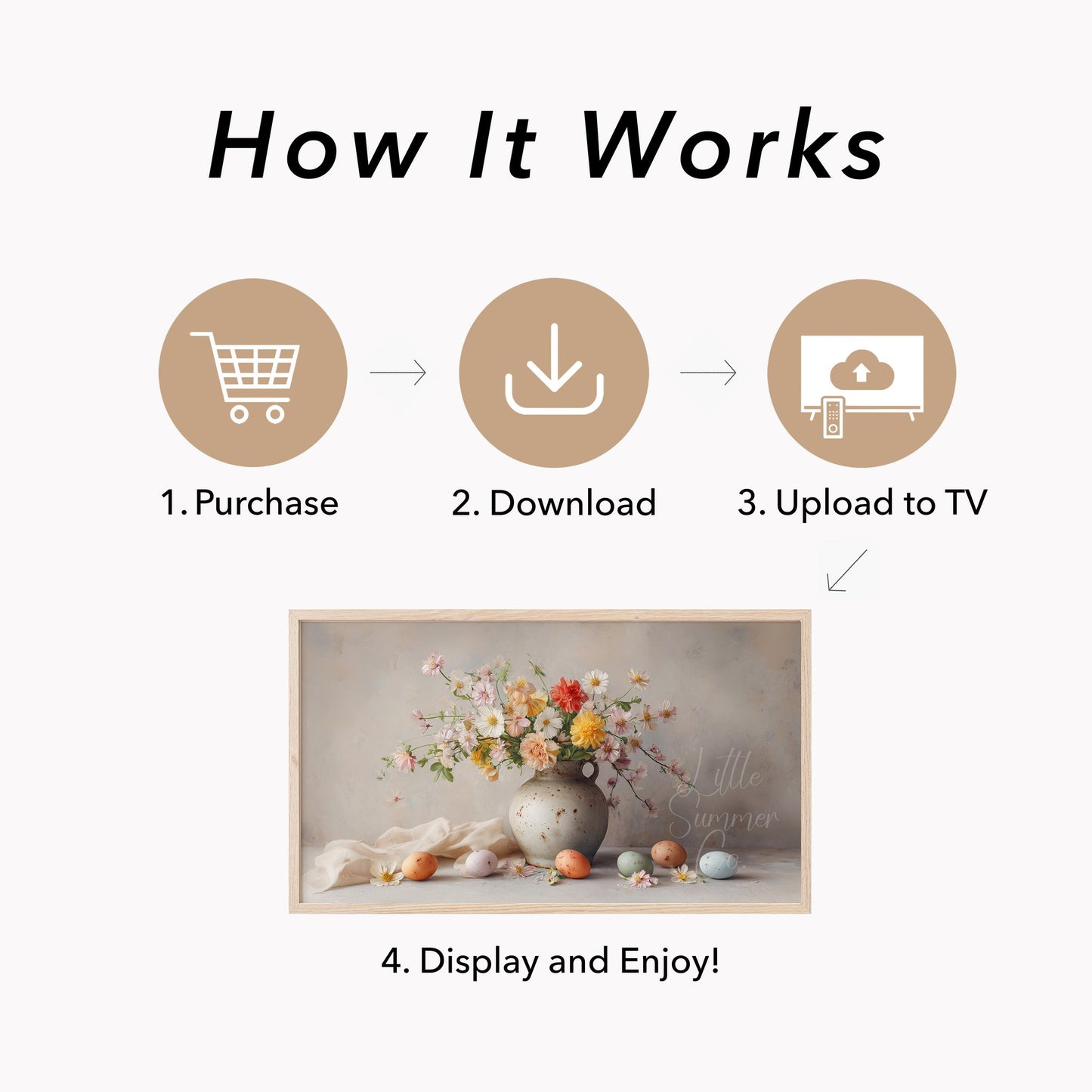 Speckled Vase And Easter Eggs Frame TV Art displayed on a TV