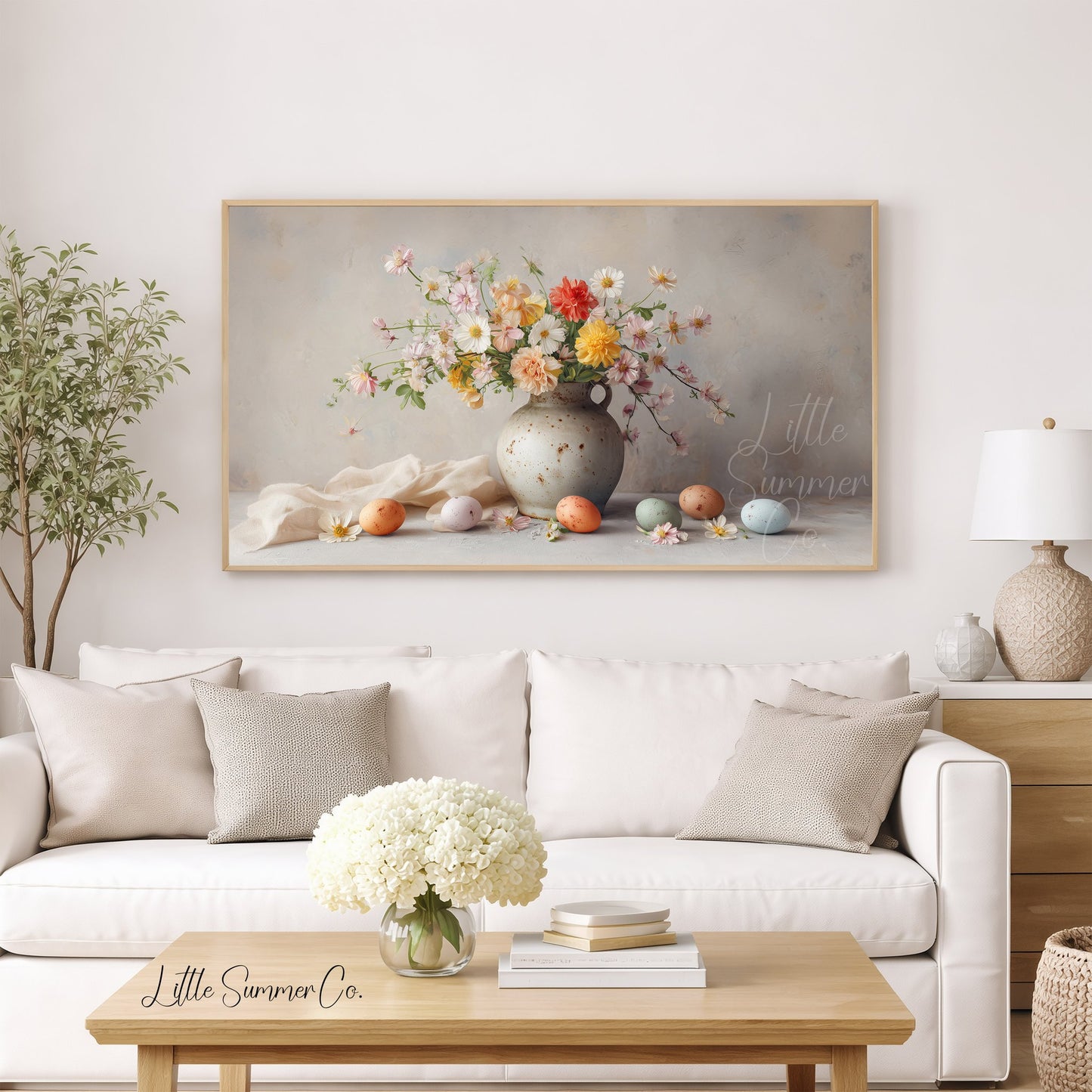 Speckled Vase And Easter Eggs Frame TV Art displayed on a TV
