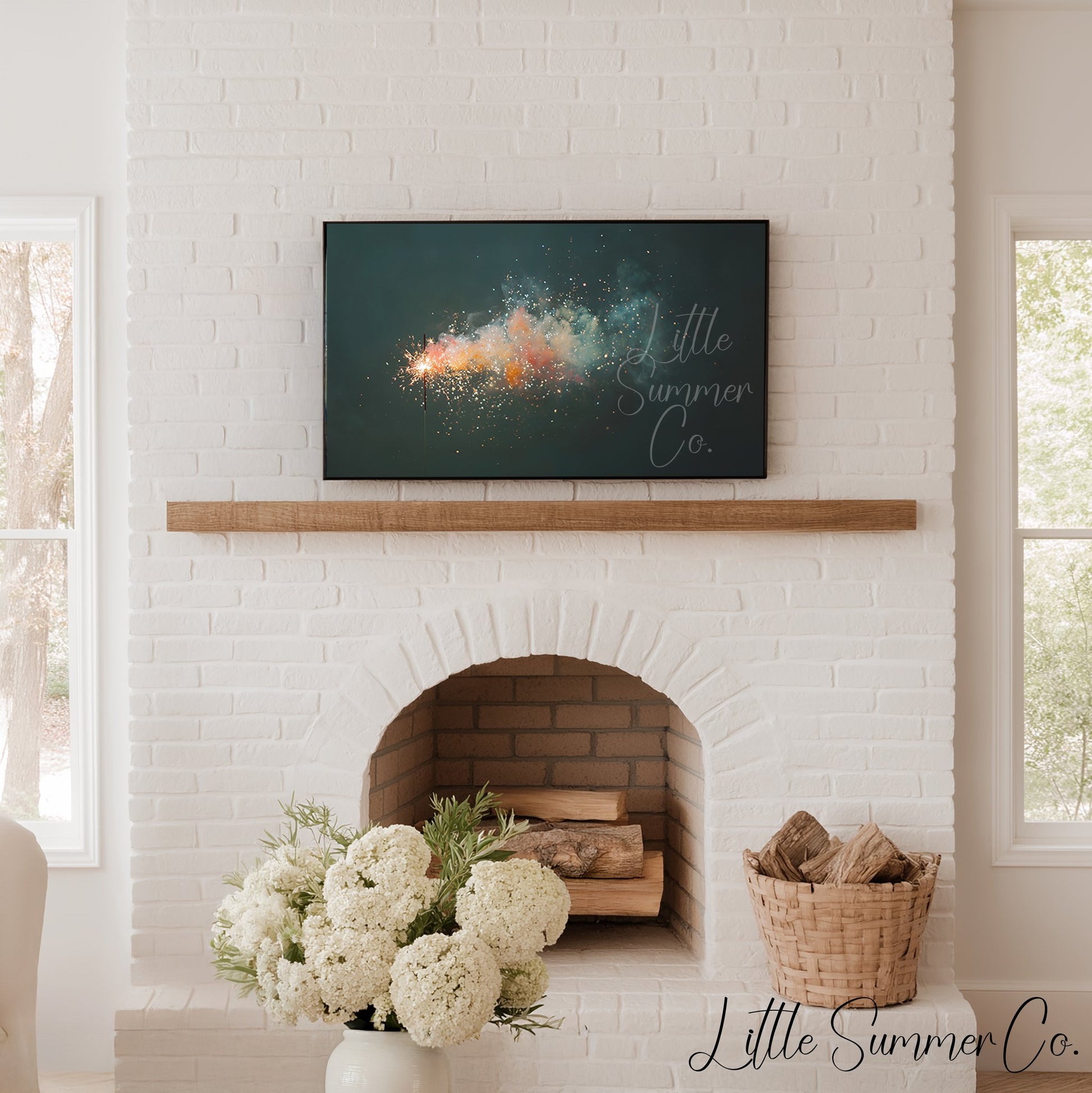 Sparkler with Smoke Trail Frame TV Art displayed on a TV