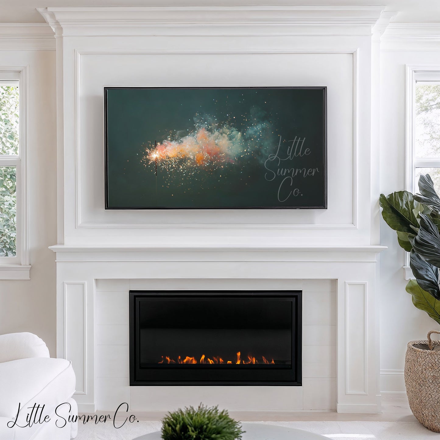 Sparkler with Smoke Trail Frame TV Art displayed on a TV