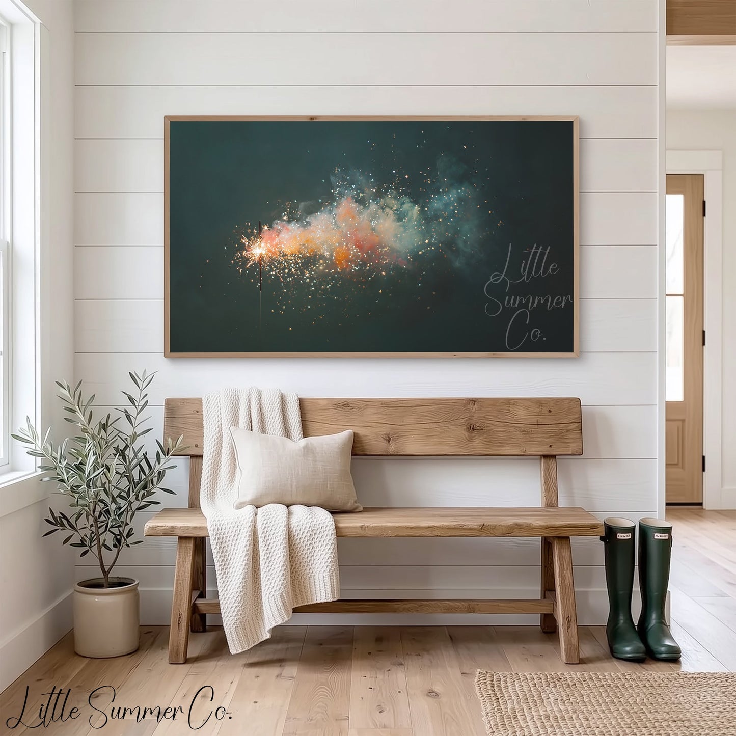 Sparkler with Smoke Trail Frame TV Art displayed on a TV
