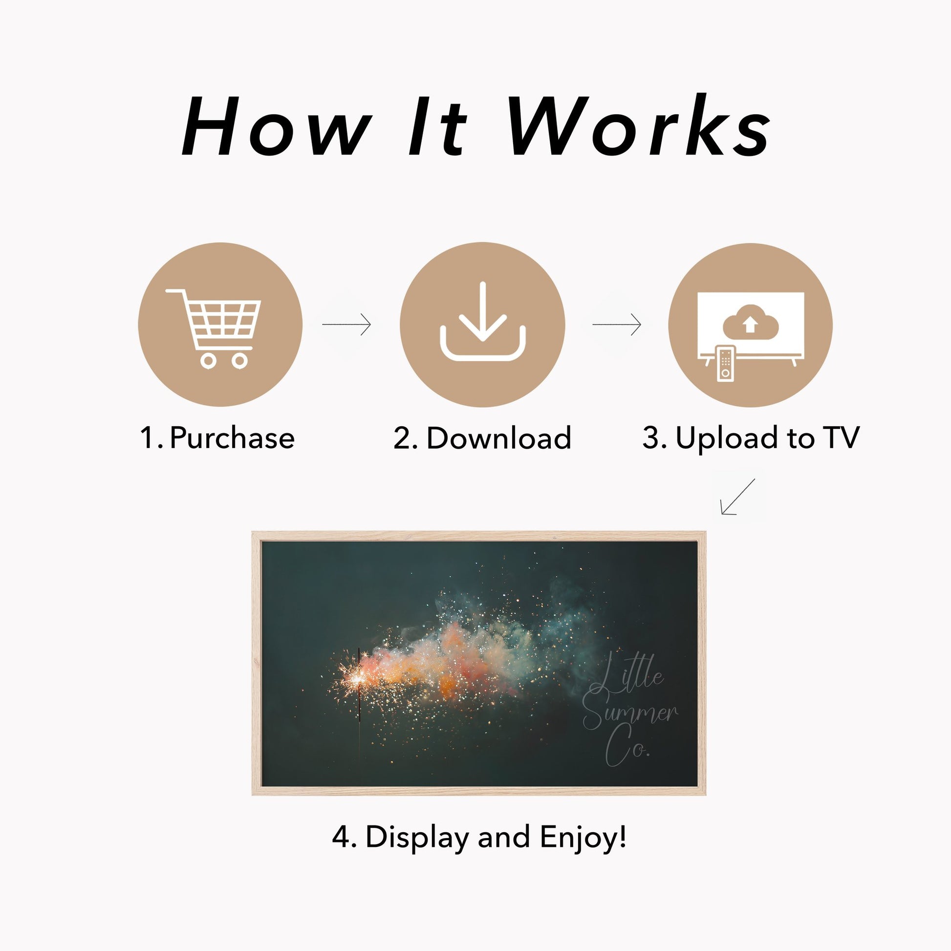 Sparkler with Smoke Trail Frame TV Art displayed on a TV