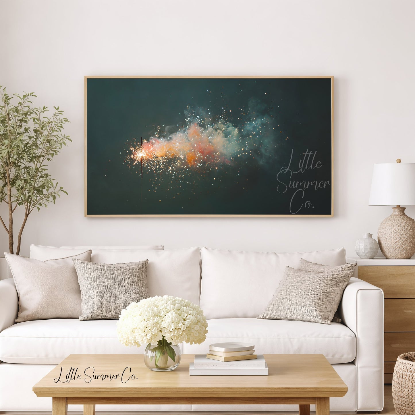 Sparkler with Smoke Trail Frame TV Art displayed on a TV