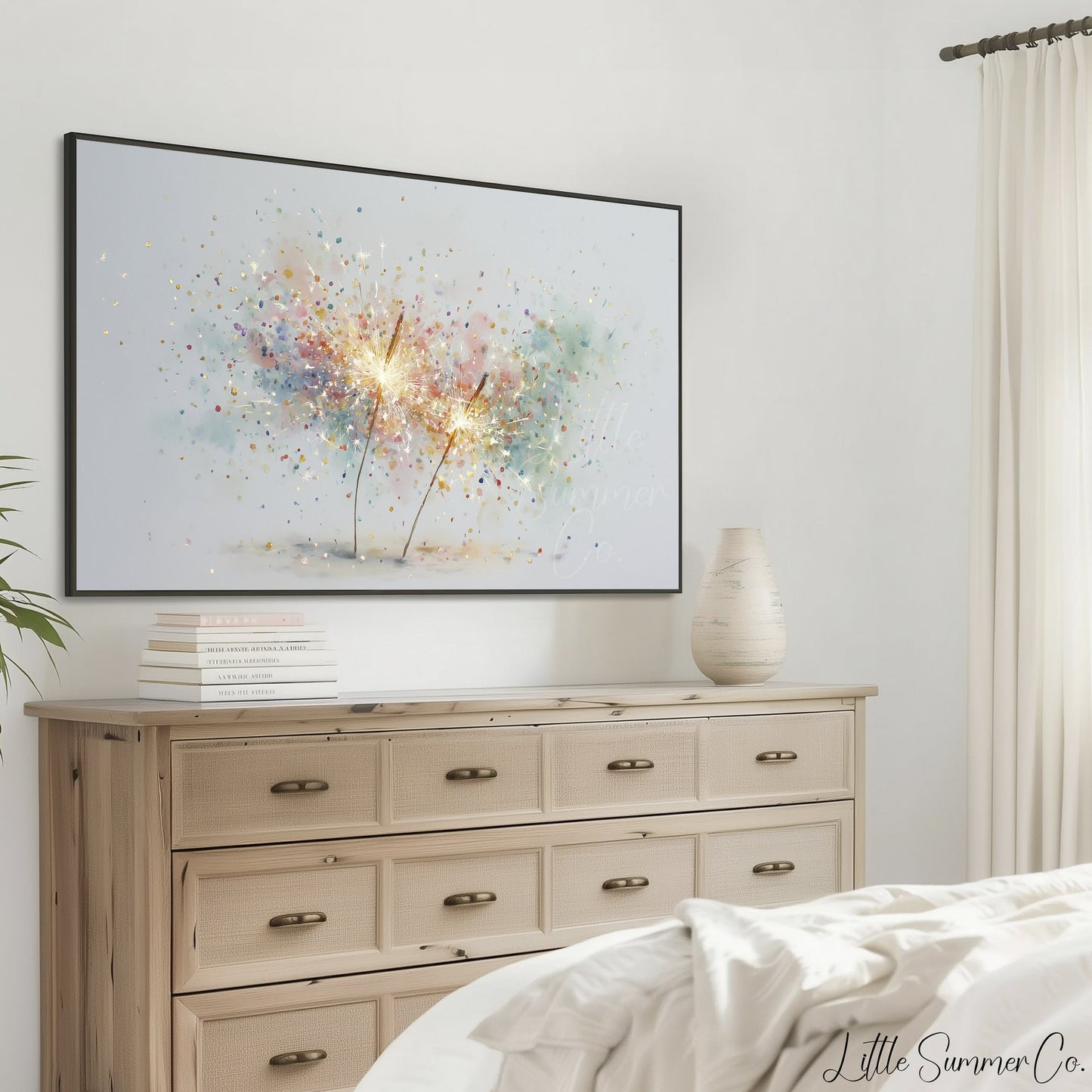 Celebration Sparklers Frame TV Art displayed on a TV