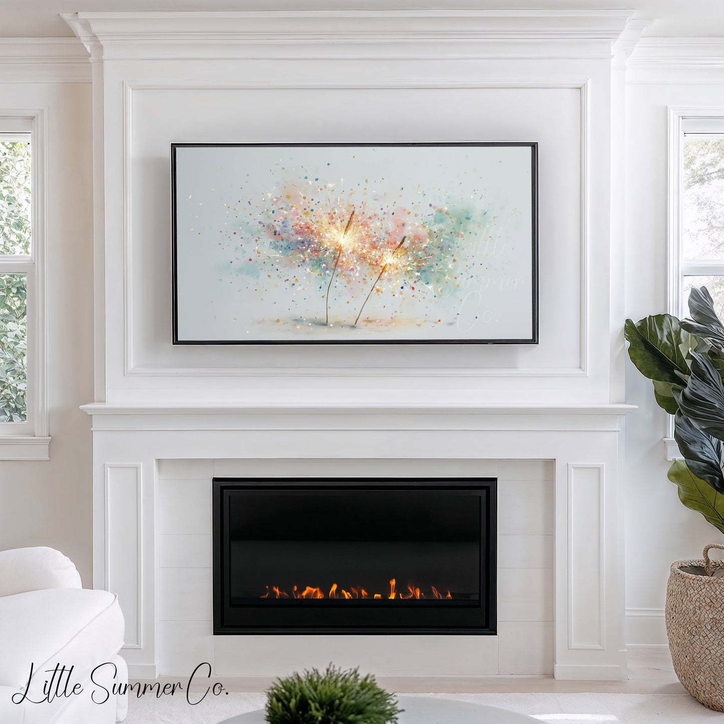 Celebration Sparklers Frame TV Art displayed on a TV