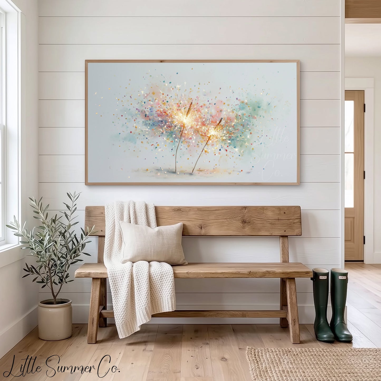 Celebration Sparklers Frame TV Art displayed on a TV