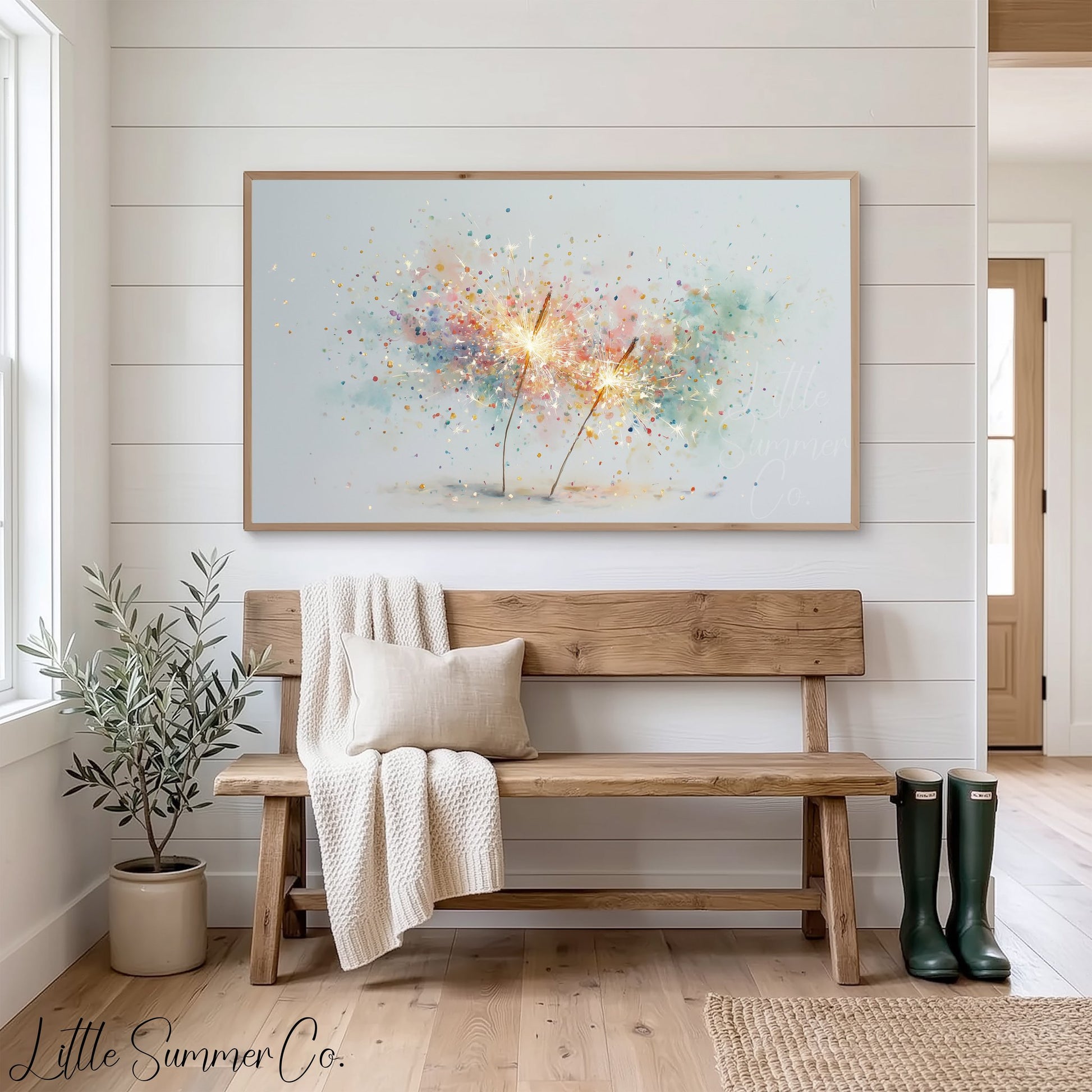 Celebration Sparklers Frame TV Art displayed on a TV
